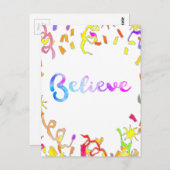 水信じ色タイポグラフィ紙吹雪アート ポストカード (正面/裏面)