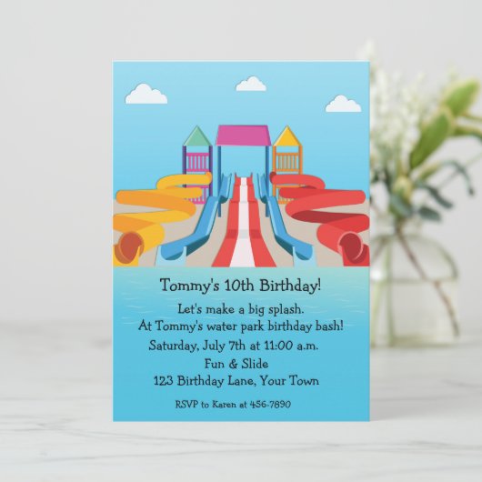 水公園のおもしろいの誕生日 招待状 (スタンド正面)