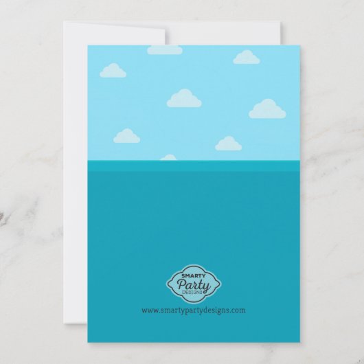 水公園の女の子の水泳の誕生日のパーティの招待状 招待状 (裏面)