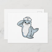 水兵の帽子をかぶったセーラーとしてのゴムアヒル ポストカード (正面/裏面)