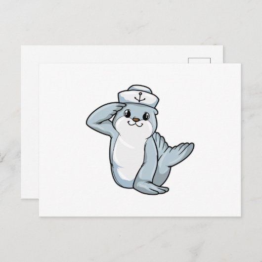 水兵の帽子をかぶったセーラーとしてのゴムアヒル ポストカード (正面/裏面)