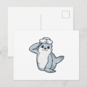 水兵の帽子をかぶったセーラー ポストカード (正面/裏面)