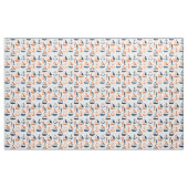 水兵の青とオレンジの海洋パターン ファブリック (ヤード)