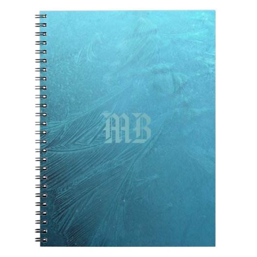 水凍ってい氷ブルーフロストモノグラムMBメタリック ノートブック (正面)