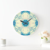 水凍ってい霜の降りた青冬雪片 ラージ壁時計 (ホーム)