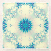 水凍ってい青霜の降りた冬の雪片 ガラスコースター (正面)