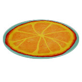 水分が多いオレンジ切れの円形のガラスまな板 カッティングボード (角)