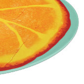 水分が多いオレンジ切れの円形のガラスまな板 カッティングボード (角)