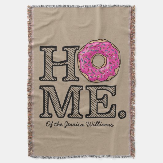 水分が多くおいしいピンクドーナツ家のウォーマー スローブランケット (正面縦)