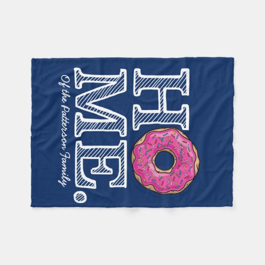 水分が多くおいしいピンクドーナツ家のウォーマー フリースブランケット (正面(横))