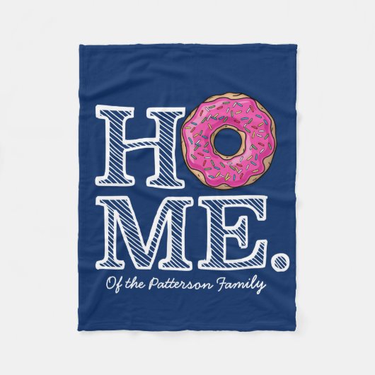 水分が多くおいしいピンクドーナツ家のウォーマー フリースブランケット (正面)