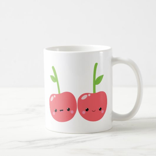 水分が多くかわいいかわいいのさくらんぼ コーヒーマグカップ (右)