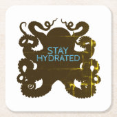 水分補給を続ける スクエアペーパーコースター (正面)