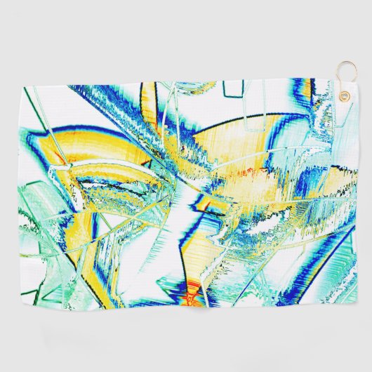 水切りインクなし、黄色、シアン色の澄ん斑点の画像 ゴルフタオル (横)