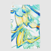 水切りインクなし、黄色、シアン色の澄ん斑点の画像 ゴルフタオル (正面)