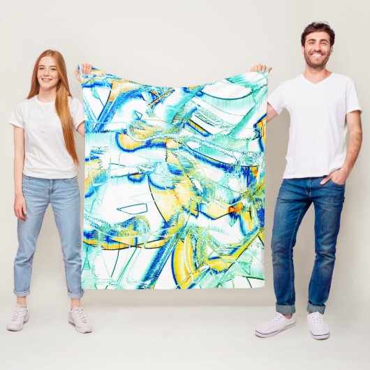 水切りインクなし、黄色、シアン色の澄ん斑点の画像 フリースブランケット (インサイチュ)