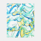 水切りインクなし、黄色、シアン色の澄ん斑点の画像 フリースブランケット (正面)