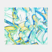 水切りインクなし、黄色、シアン色の澄ん斑点の画像 フリースブランケット (正面(横))