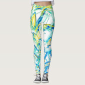 水切りインクなし、黄色、シアン色の澄ん斑点の画像 レギンス (正面)