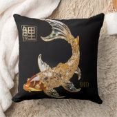 水切り金ゴールドガラスコイ魚│装飾用クッション クッション (ブランケット)