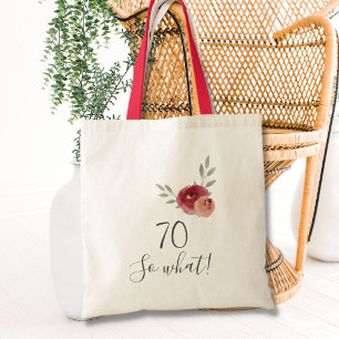 水前向き色バラフローラ70誕生日 トートバッグ