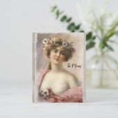 水動揺してビクトリアン色の花を付けた女性 シーズンポストカード (スタンド正面)