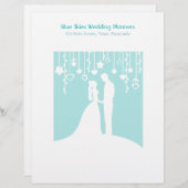 水及び白い新郎新婦の結婚式のシルエット レターヘッド (正面/裏面)