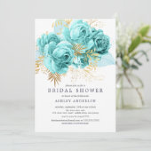 水及び金ゴールドの花柄のブライダルシャワー 招待状 (スタンド正面)