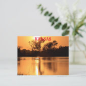 水反射ポストカード付きカンザスサンセット ポストカード (スタンド正面)