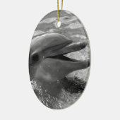 水口の開いた白黒のイルカの頭部 セラミックオーナメント (左)