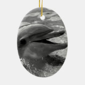 水口の開いた白黒のイルカの頭部 セラミックオーナメント (裏面)