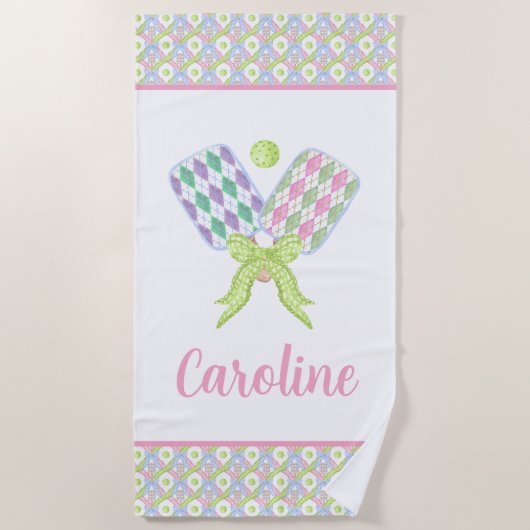 水名門私立校風の色のピクレアーガイルボール ビーチタオル (正面)