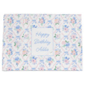 水名門私立校風の色の弓とフローラのカスタマイズ ラージペーパーバッグ (正面)