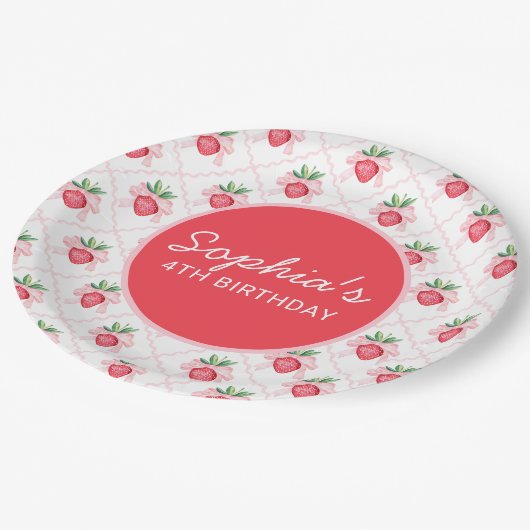 水名門私立校風の色イチゴ甘い ペーパープレート (アングル)
