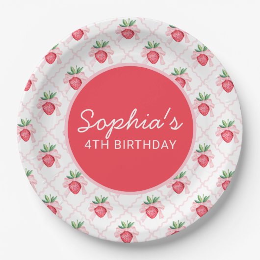 水名門私立校風の色イチゴ甘い ペーパープレート (正面)