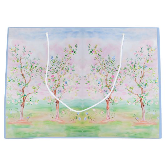 水名門私立校風の色チノかわいらしイセリーブルー ラージペーパーバッグ (正面)