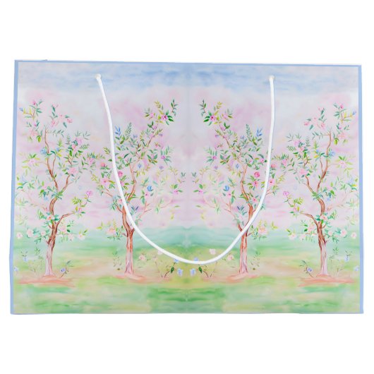 水名門私立校風の色チノかわいらしイセリーブルー ラージペーパーバッグ (裏面)