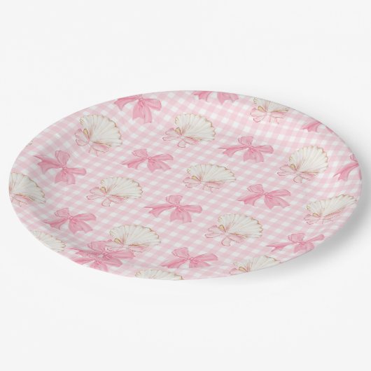 水名門私立校風の色ビーチシーシェルパーティー ペーパープレート (アングル)