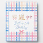 水名門私立校風の色ビーチパーティー歓迎サイン フォトプラーク (正面)