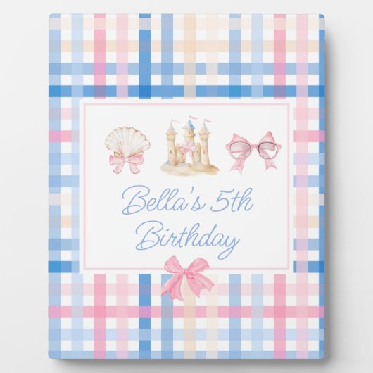 水名門私立校風の色ビーチパーティー歓迎サイン フォトプラーク (正面)