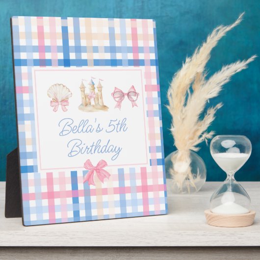 水名門私立校風の色ビーチパーティー歓迎サイン フォトプラーク (側面)