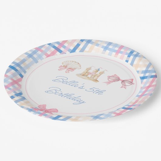 水名門私立校風の色ビーチパーティー ペーパープレート (アングル)