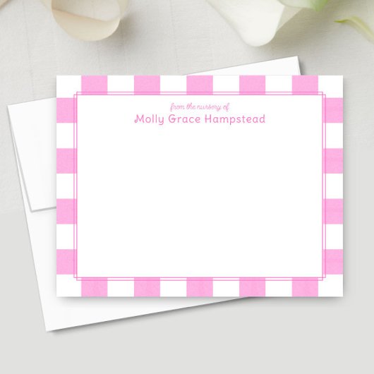 水名門私立校風の色ピンクストライプ色ベビーガール ノートカード