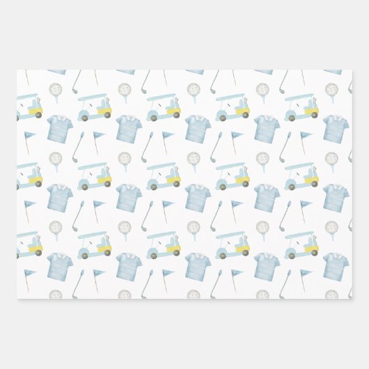 水名門私立校風の色ブルーゴルフポロシャツ ラッピングペーパーシート (正面2)