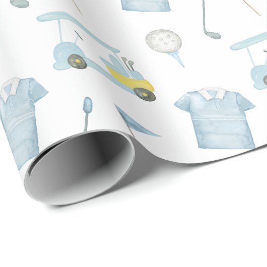 水名門私立校風の色ブルーゴルフポロシャツ ラッピングペーパー (ロールコーナー)