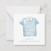 水名門私立校風の色ブルーモノグラムゴルフポロシャツ ノートカード (正面)