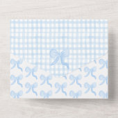 水名門私立校風の色弓ジンガムカスタム写真 オールインワン招待状 (裏面)