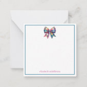 水名門私立校風の色格子弓パーソナライズされた ノートカード (正面)