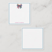 水名門私立校風の色格子弓パーソナライズされた ノートカード (正面/裏面)