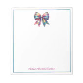 水名門私立校風の色格子弓パーソナライズされた ノートパッド (正面)